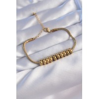 316L Çelik Gold Renk Oval Figürlü Bileklik TJ-BB6096