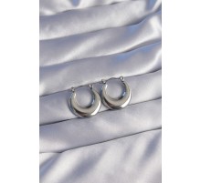 316L Çelik Gümüş Renk Oval Ayna Model Küpe - TJ-BKP9039