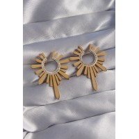 316L Çelik Gold Renk Zirkon Taşlı Güneş Figürlü Küpe TJ-BKP9063