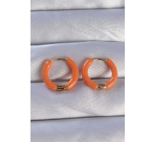 316L Çelik Gold Renk Turuncu Mineli Halka Küpe - TJ-BKP9103