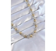 Vip Seri Pirinç Çift Renk Zirkon Taşlı Yıldız Tasarımlı Kolye - TJ-BKO8871