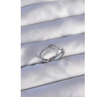 Pirinç Gümüş Renk Zirkon Taşlı Kalpli 2li Görünüm Ayarlanabilir Yüzük - TJ-BYK3210