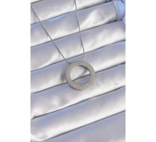 316L Çelik Gümüş Renk Zirkon Taşlı Model Kolye - TJ-BKO8884