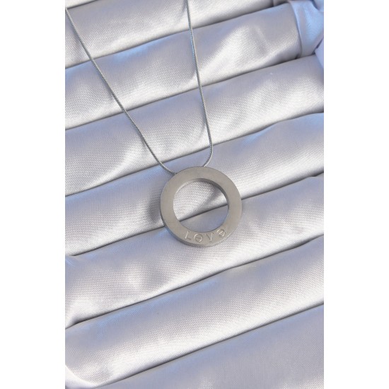 toptan-xml-dropshipping-316L Çelik Gümüş Renk Zirkon Taşlı Model Kolye - TJ-BKO8884