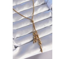 316L Çelik Gold Renk Boyu Ayarlanabilir Sallantılı Model Kolye - TJ-BKO8885