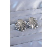 316L Çelik Gümüş Renk İstiridye Model Küpe - TJ-BKP9105