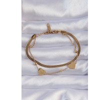316L Çelik Gold Renk Kalpli Model İtalyan Zincirli Bileklik - TJ-BB6164