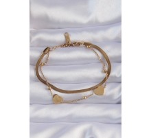 316L Çelik Gold Renk Kalpli Model İtalyan Zincirli Bileklik - TJ-BB6164