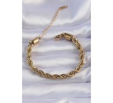 316L Çelik Gold Renk Kalın Burgu Zincir Bileklik - TJ-BB6167