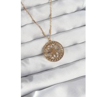 316L Çelik Zincir Gold Renk Lotus Model Kolye - TJ-BKO8902