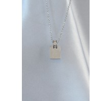 316L Çelik Zincir Gümüş Renk Zirkon Taşlı Aşk Mektubu Kolye - TJ-BKO8908