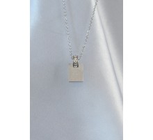 316L Çelik Zincir Gümüş Renk Zirkon Taşlı Aşk Mektubu Kolye - TJ-BKO8908