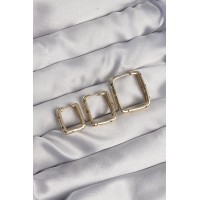 Pirinç Gold Renk Renkli Zirkon Taşlı Kare Model Küpe Seti TJ-BKP9116