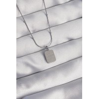 316L Çelik Gümüş Renk Kare Charm Model Kolye TJ-BKO8927