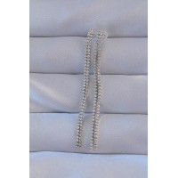 Pirinç Gümüş Renk Zirkon Taşlı Su Yolu Model Küpe TJ-BKP9146