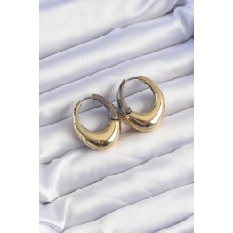Pirinç Gold Gümüş Renkli Oval Bombeli Küpe TJ-BKP9221