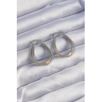 Pirinç Gold Gümüş Renkli Oval Çoklu Görünümlü Küpe TJ-BKP9223