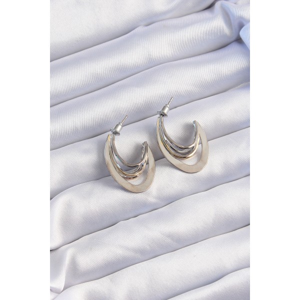 Pirinç Gold Gümüş Renkli Düz Plaka Halka Küpe - TJ-BKP9229