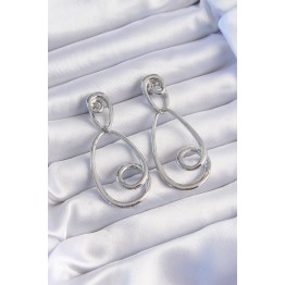 Pirinç Gümüş Renk Kıvrımlı Sallantılı Küpe TJ-BKP9236