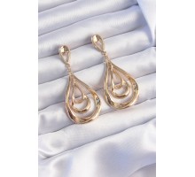 Pirinç Gold Renk Kıvrımlı Damla Görünüm Sallantılı Küpe - TJ-BKP9237