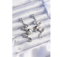 Pirinç Gümüş Renk Kıvrımlı Sallantılı Küpe - TJ-BKP9238