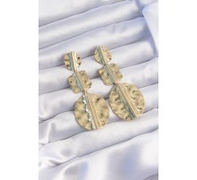 Pirinç Gold Renk Geometrik Ezme Plaka Küpe - TJ-BKP9244