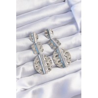 Pirinç Gümüş Renk Geometrik Ezme Plaka Küpe TJ-BKP9245