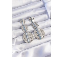 Pirinç Gümüş Renk Geometrik Ezme Plaka Küpe - TJ-BKP9245