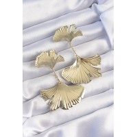 Pirinç Gold Renk Tırtıklı Yaprak Model Sallantılı Küpe TJ-BKP9248