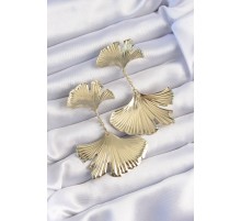Pirinç Gold Renk Tırtıklı Yaprak Model Sallantılı Küpe - TJ-BKP9248