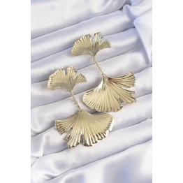 Pirinç Gold Renk Tırtıklı Yaprak Model Sallantılı Küpe TJ-BKP9248
