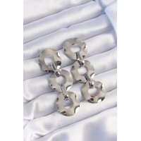 Pirinç Gümüş Renk Oval Ayna Model Sallantılı Küpe TJ-BKP9251