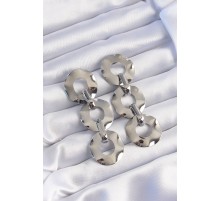 Pirinç Gümüş Renk Oval Ayna Model Sallantılı Küpe - TJ-BKP9251