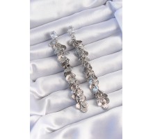 Pirinç Gümüş Renk Zirkon Taşlı Minimal Deniz Kabuklu Sallantılı Küpe - TJ-BKP9253