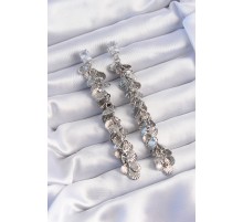 Pirinç Gümüş Renk Zirkon Taşlı Minimal Deniz Kabuklu Sallantılı Küpe - TJ-BKP9253