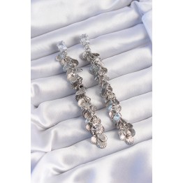 Pirinç Gümüş Renk Zirkon Taşlı Minimal Deniz Kabuklu Sallantılı Küpe TJ-BKP9253