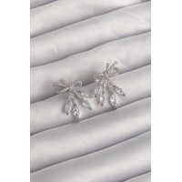 Pirinç Gümüş Renk Zirkon Taşlı Fiyonk Küpe TJ-BKP9292