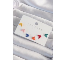 Pirinç Rengarenk Mineli Minimal Kelebek Küpe Seti - TJ-BKP9318