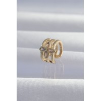 Pirinç Gold Renk Yonca Earcuff Küpe TJ-BKP9331
