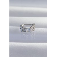 Pirinç Gümüş Renk Zirkon Taş Kaplama Earcuff Küpe TJ-BKP9336