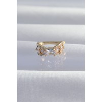Pirinç Gold Renk Zirkon Taş Kaplama Earcuff Küpe TJ-BKP9337