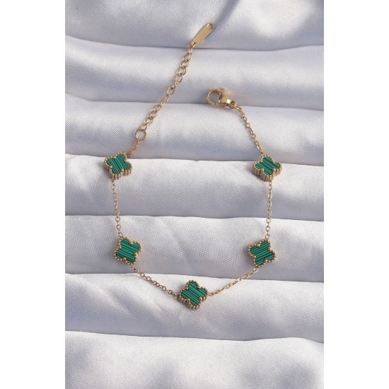316L Çelik Baby Boy Gold Renk Çizgili Yeşil Mineli Yonca Bileklik - TJ-BB6271 316L Çelik Baby Boy Gold Renk Çizgili Yeşil Mineli Yonca Bileklik - TJ-BB6271