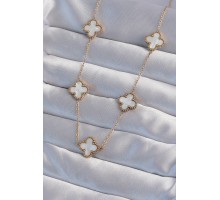 316L Çelik Gold Renk Beyaz Sedefli Yonca Kolye - TJ-BKO8996