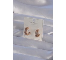 XUPİNG Rose Renk Zirkon Taşlı İşlemeli Halka Küpe - TJ-BKP9362