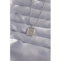 316L Çelik Zincir Gümüş Renk Zirkon Taşlı Ay Yıldız Figürlü Tarot Kolye TJ-BKO9022