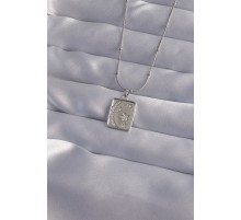 316L Çelik Zincir Gümüş Renk Zirkon Taşlı Ay Yıldız Figürlü Tarot Kolye - TJ-BKO9022