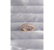 Pirinç Ayarlamalı Gold Renk Baget Taşlı Su Yolu Yüzük - TJ-BYK3285