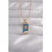 316L Çelik Gold Renk Mavi Mineli Güneş Model Tarot Kolye - TJ-BKO9026