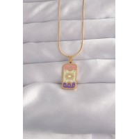 316L Çelik Gold Renk Karışık Mineli Ay Figür Tarot Kolye TJ-BKO9032