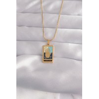 316L Çelik Gold Renk Karışık Mineli El Figür Tarot Kolye TJ-BKO9035